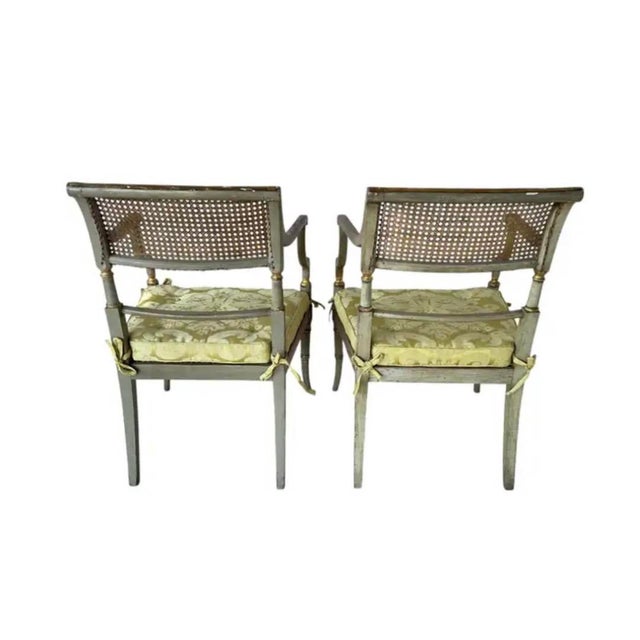 19th Century English Regency Painted and Giltwood Armchairs For Sale - Image 4 of 9