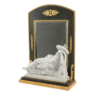 Empire Style Toilet Mirror in Cookie, Marble and Gilt Brass, 19th Century For Sale