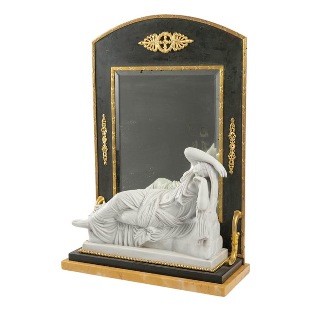Empire Style Toilet Mirror in Cookie, Marble and Gilt Brass, 19th Century For Sale