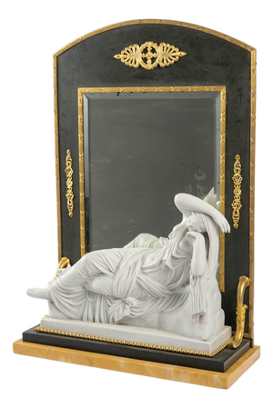 Empire Style Toilet Mirror in Cookie, Marble and Gilt Brass, 19th Century