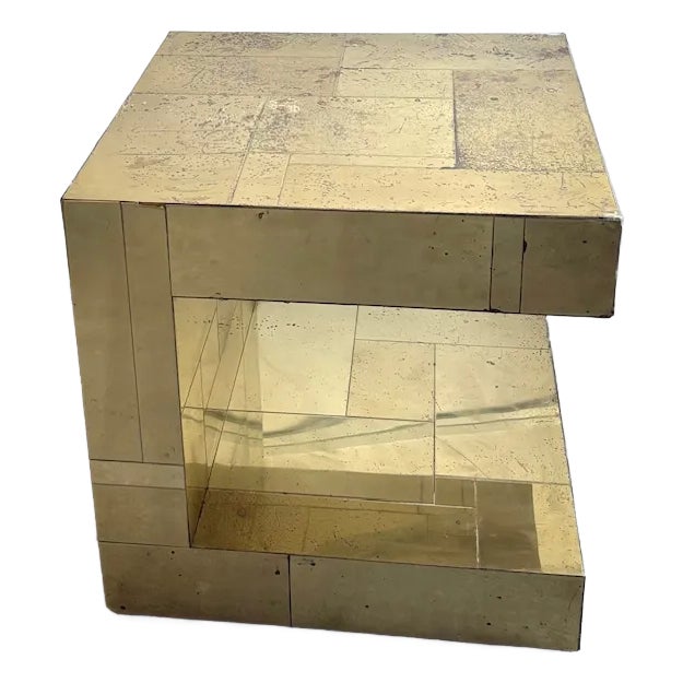 Mid Century Paul Evans for Directional Cityscape Brass Side Table For Sale