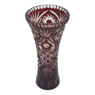 Crystal Vase Large Cut Vintage For Sale