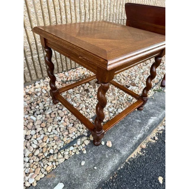 Pair of Vintage Victorian Style Barley Twisted Leg Side Tables. For Sale In Washington DC - Image 6 of 17
