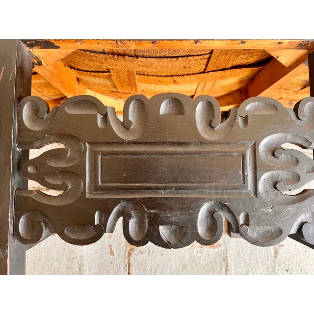 Wood Vintage Italian Bench with Carvings, 1930s For Sale - Image 7 of 10