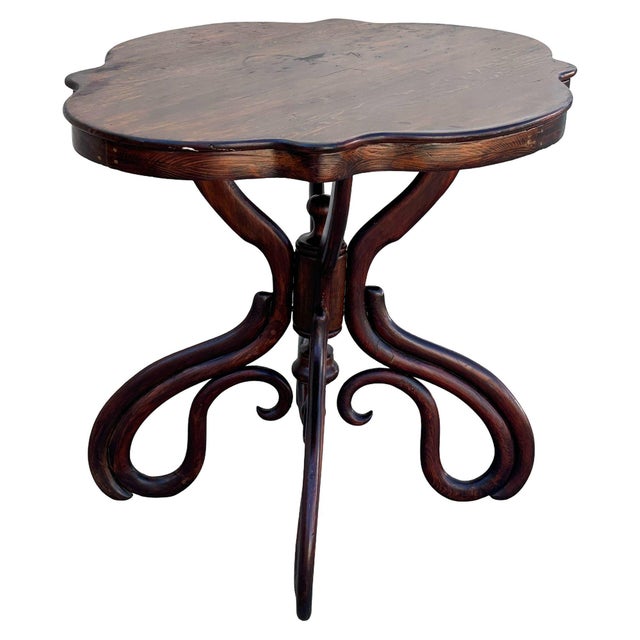 Late 19th Century Victorian Polished Oak Bent Wood Scrolling Salon Table by Thonet For Sale - Image 4 of 11