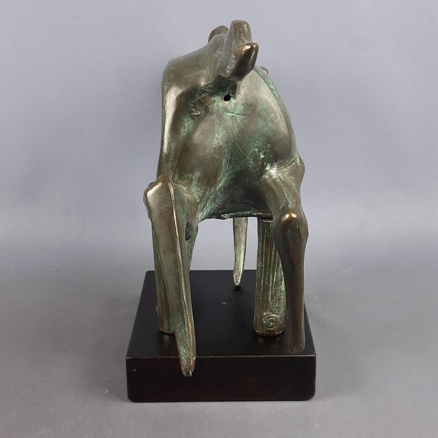 Brass Sculpture of Horse Jumping Over Wooden Base, 1980s For Sale - Image 4 of 18