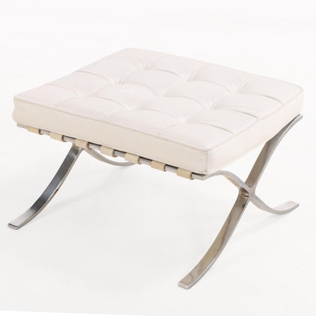 Pair of Attributed Knoll International Barcelona Chairs With Matching Ottomans, C. 1988. For Sale - Image 9 of 10