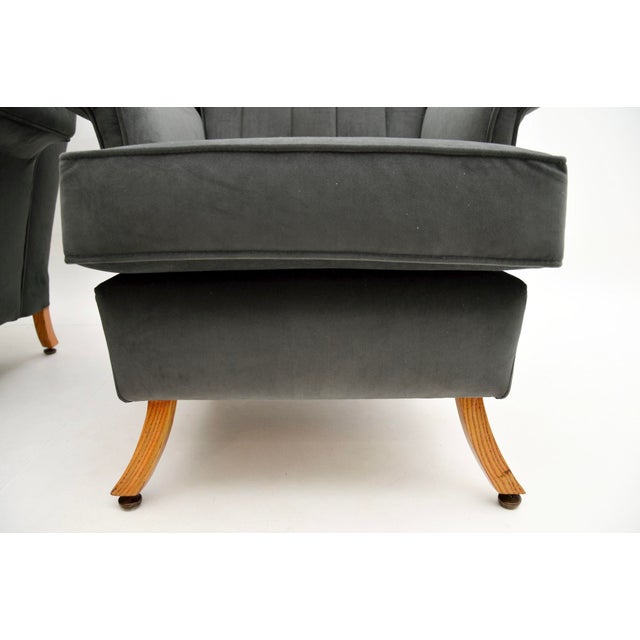 Vintage Italian Velvet Wing Back Armchairs, 1960s, Set of 2 For Sale - Image 12 of 13
