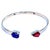 Bochic Silver & White Gold Plating Bangle With Red Ruby and Blue Sapphire Natural Blue sapphire Sri Lankan Oval shape 4...