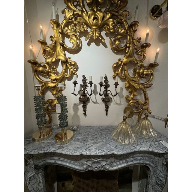 Traditional Pair of Early 20th Century Italian Silver Gilt Sconces For Sale - Image 3 of 7