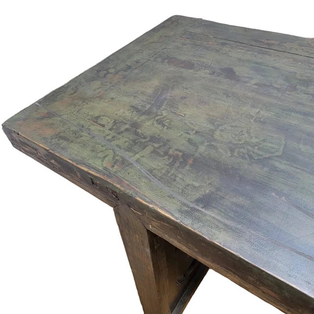 Contemporary Vintage Chinese Shanxi Elm Calligraphy Table For Sale - Image 3 of 8