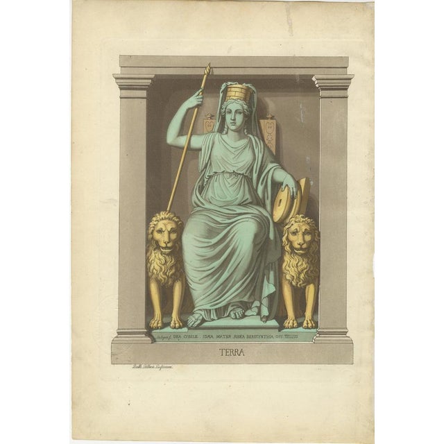 Terra Allegory, Cybele Mother Earth, Antique Hand-Colored Engraving 1815 : This striking allegorical engraving represents...