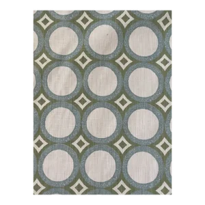 Lula Fabrics Retro Circles Lines Blend Fabric the African Mischief Collection 2 1/2 Yards in Aqua
