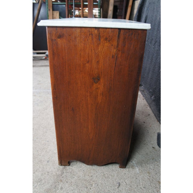 White Antique American Victorian Oak & Marble Washstand Bedside Table Vanity Cabinet For Sale - Image 8 of 13