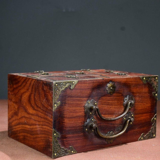 Wood Vintage Chinese Rosewood 7-Drawer Miniature Treasure Cabinet / Jewelry Chest For Sale - Image 7 of 9