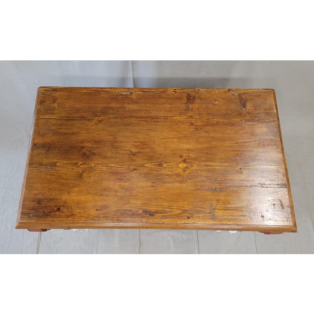 Antique European Pine Dresser With Red Distressed Paint and French Line Motif For Sale In Denver - Image 6 of 12