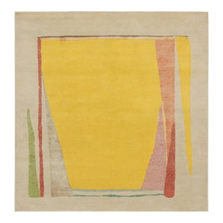 Rug & Kilim’s Mid Century Modern Style Rug in Polychromatic Patterns on Beige For Sale