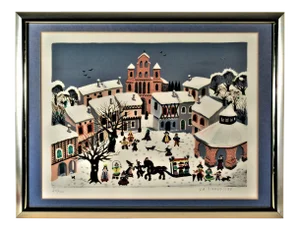 Madeleine (Mady) De La Giraudiere, Village en Hiver, Circa 1980