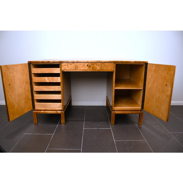 Swedish Grace Flamed Birch and Macassar Desk from Svenska Möbelfabrikerna SMF, Early 1920s For Sale - Image 3 of 10