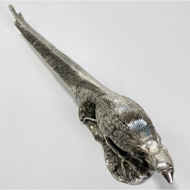 Antique Victorian Silver Plate Pheasant Sculptures, a Pair For Sale - Image 12 of 12