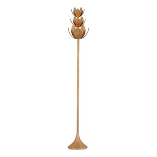 Julie Neill by Visual Comfort Signature Alberto 70" Floor Torchiere in Antique Gold Leaf For Sale