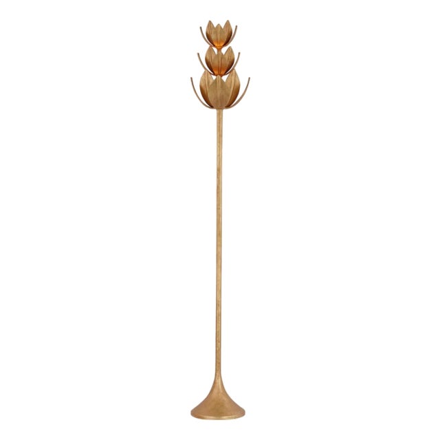 Julie Neill by Visual Comfort Signature Alberto 70" Floor Torchiere in Antique Gold Leaf For Sale