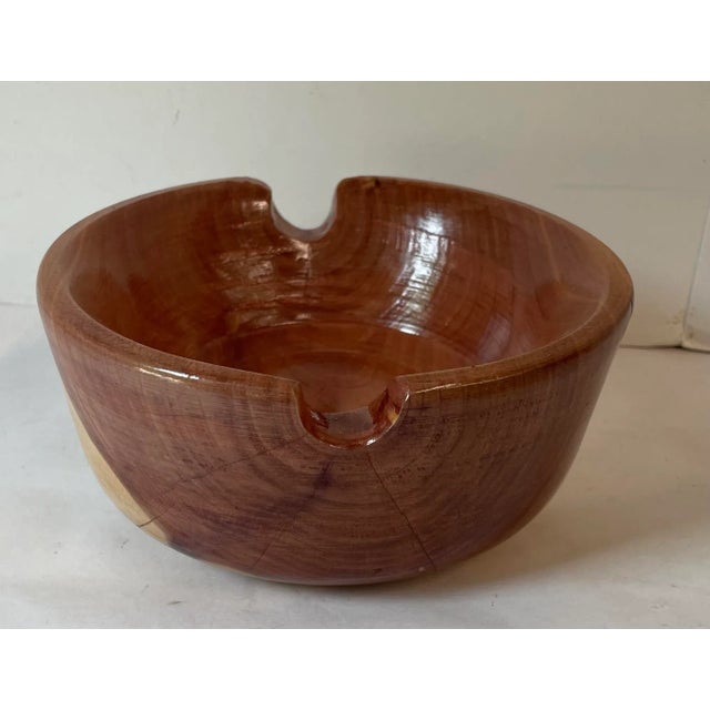 Rustic Hand Turned Cedar Bowl For Sale - Image 3 of 8