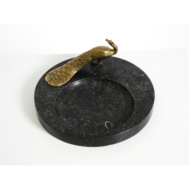 Large Black Granite Valet Tray with a Brass Peacock, 1920s For Sale - Image 6 of 18