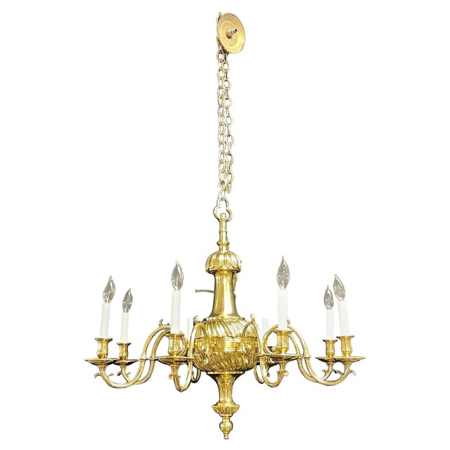 Bronze Georgian Style Chandelier Having Eight Lights For Sale - Image 13 of 13