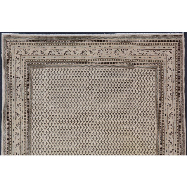 Minimalist Design Vintage Persian Tabriz Rug With Muted Brown and Cream Tones 7'9 X 10'7 For Sale In Atlanta - Image 6 of 12