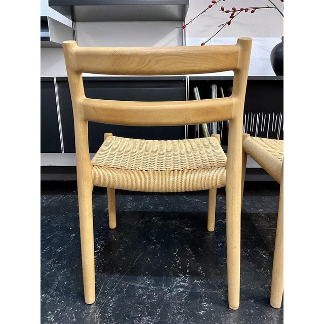 1970s Set of Model 84 Dining Chairs in Oak and Paper-Cord by J.L. Møllers for Niels Otto Møller, Denmark, 1970s For Sale - Image 5 of 18