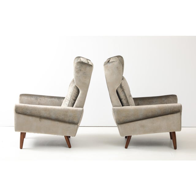Mid-Century Modern Svend Skipper High Back Lounge Chairs in Barbara Barry Couture Fabric For Sale - Image 3 of 12
