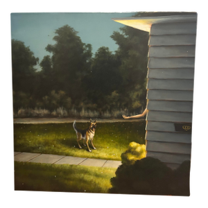 German Shepherd at the Door, Oil Painting by Dan Attoe