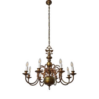 Vintage Flemish Eight-Armed Chandelier For Sale