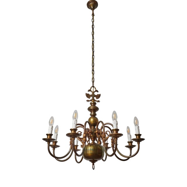 Vintage Flemish Eight-Armed Chandelier For Sale