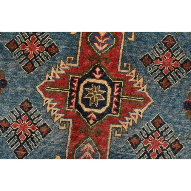 Red Kazak Rug 6’3” X 9′ Red Wool Tribal Hand-Knotted Oriental Carpet For Sale - Image 8 of 14