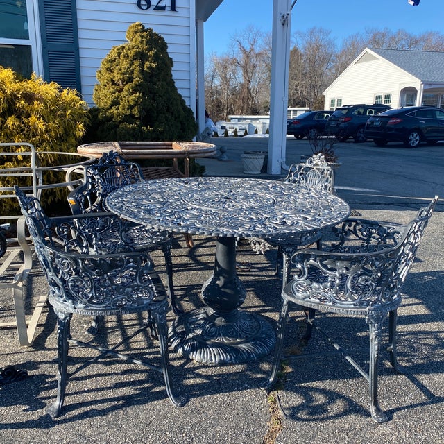 Vintage Iron Garden Table & 4 Chairs Chairish