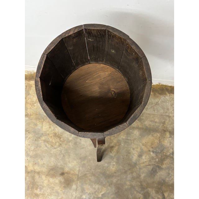 Mid 20th Century Vintage English Oak Coopered Plant Stand For Sale - Image 5 of 6