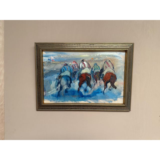 Richard Ingelsson, Jockeys, 1975, Oil on Canvas, Framed For Sale - Image 6 of 18