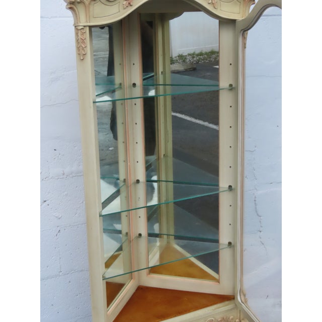 French Tall Painted Corner Vitrine Display Curio Cabinet Cupboard 6676 For Sale - Image 13 of 18