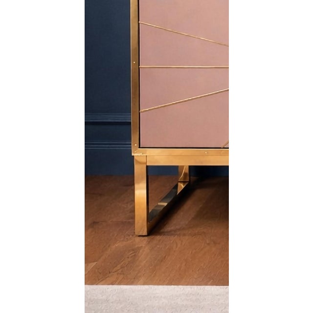 Geometric Pink Opaline Glass Sideboard with Brass Accents from Justfurnituress SRL For Sale - Image 14 of 18