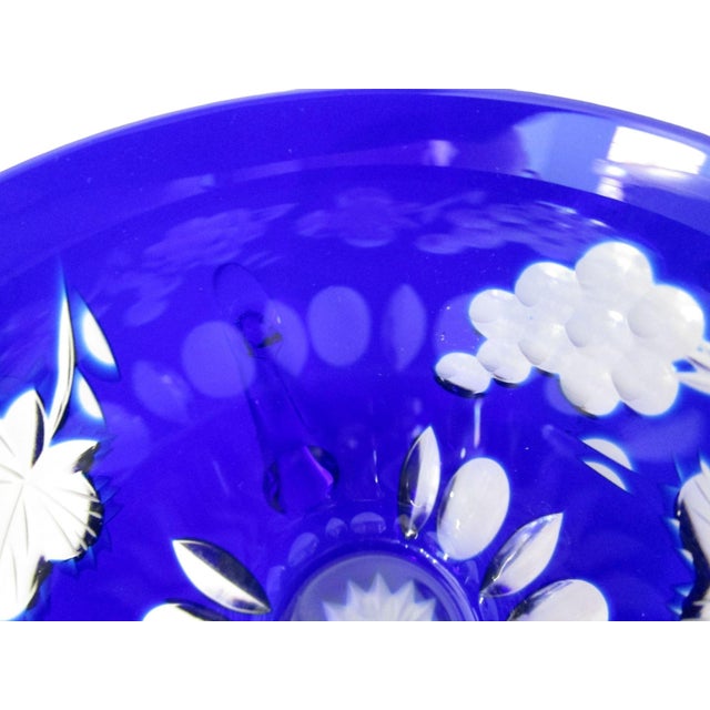 Vintage Nachtmann Traube Cobalt Blue Cut to Clear Punch Cup Grape Design Euc For Sale - Image 10 of 12