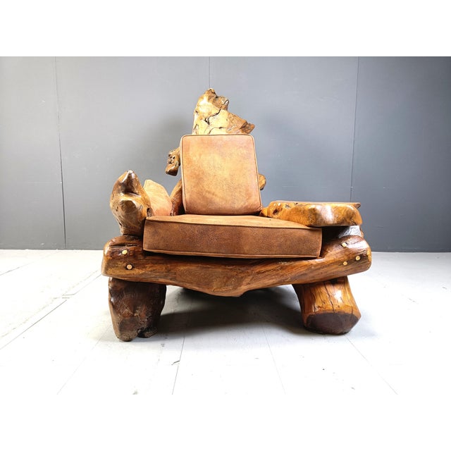 Olive Wood Lounge Chair, 1960s For Sale - Image 6 of 10
