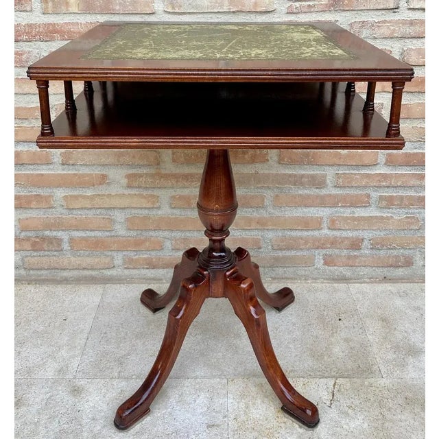 19th Century Regency Wood Game Table with Green Leather Top, 1890s For Sale - Image 5 of 13