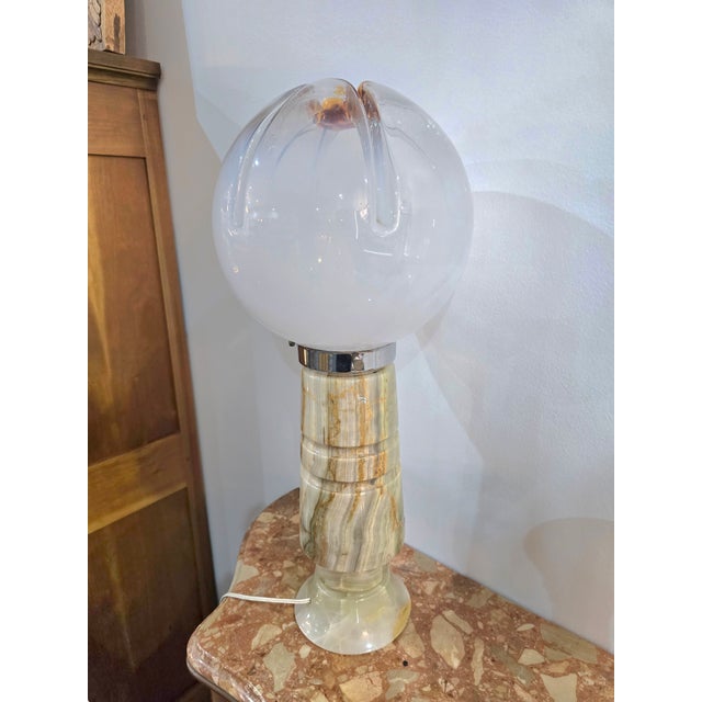 Vintage Italian Table Lamp in Murano Glass and Onyx from Mazzega, 1969 For Sale - Image 11 of 12