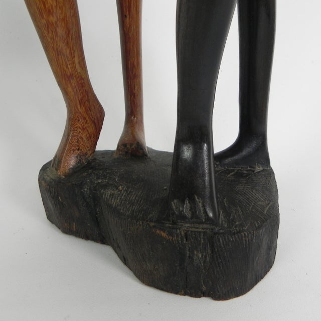 Wooden Statue of Two People, 1950s For Sale - Image 13 of 16