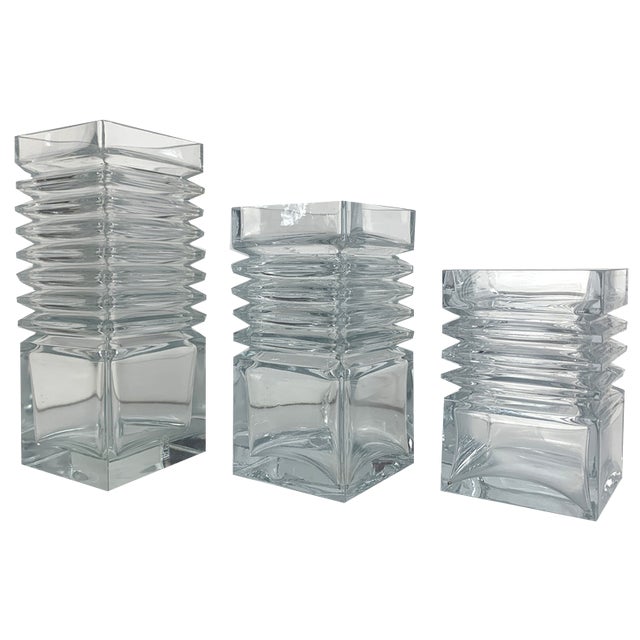 Accordion Vases by Tamara Aladin for Riihimäki Lasi, Finland, 1971, Set of 3 For Sale