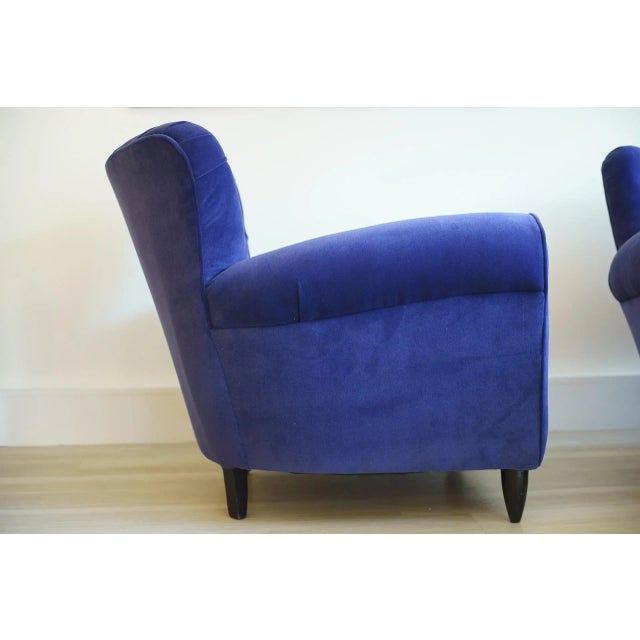 1940s Set of Velvet Blue Armchairs by Guglielmo Ulrich, 1950s For Sale - Image 5 of 7
