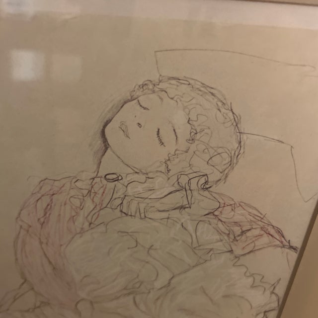 Transparent 1910s Print of Panicle Drawing Coloured Sketch on Paper by the Austrian Symbolist Painter Gustav Klimt of a Reclining Figure For Sale - Image 8 of 12