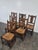 Straw-Seated Chairs with Carved Rosette and Turned Legs, 1920s, Set of 6, in Very Good conditions. Designed 1920 to 1949